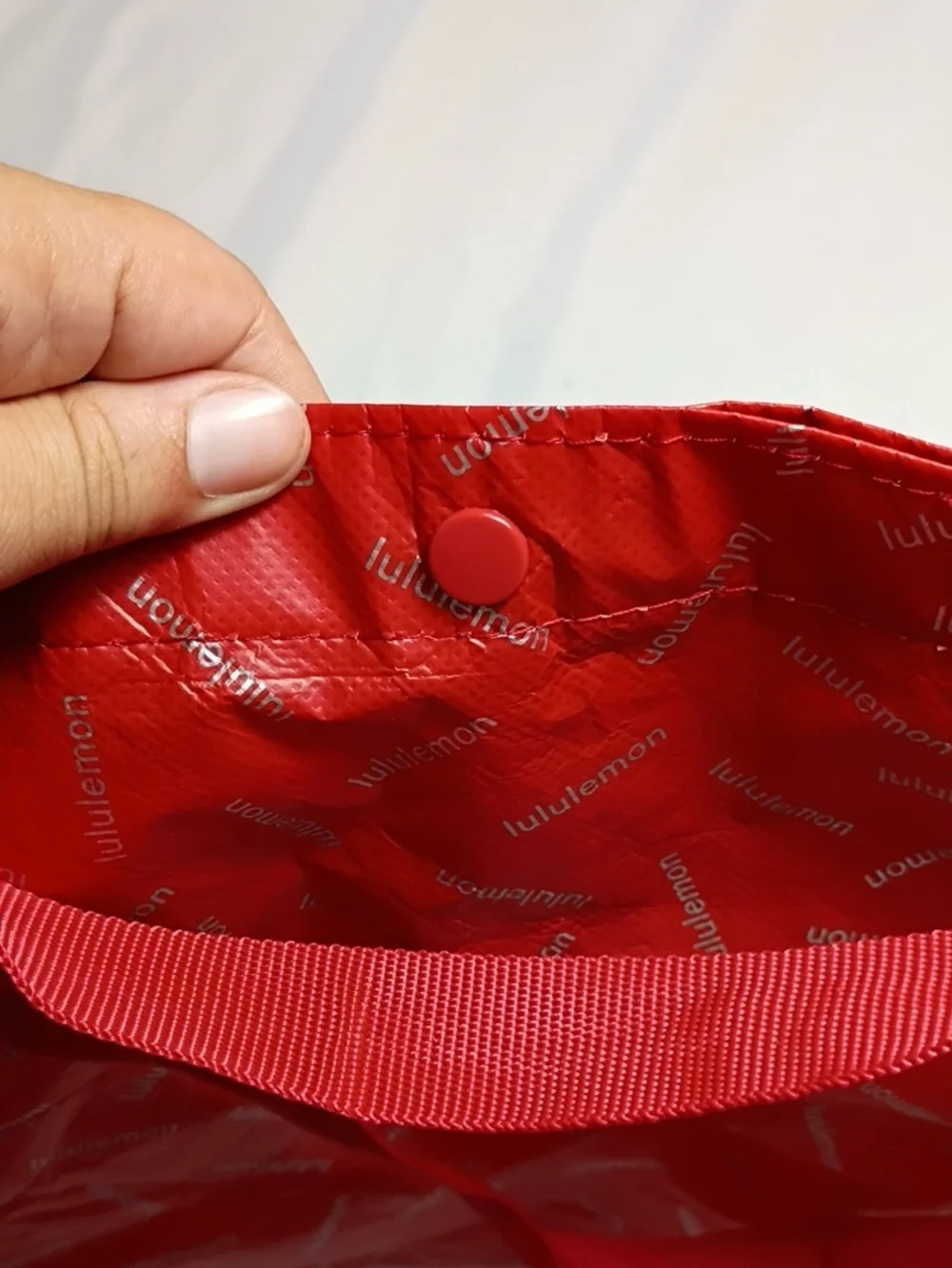EUC Lululemon Red And Silver Reusable Shopping Tote Bag Jumbo XL Extra Large